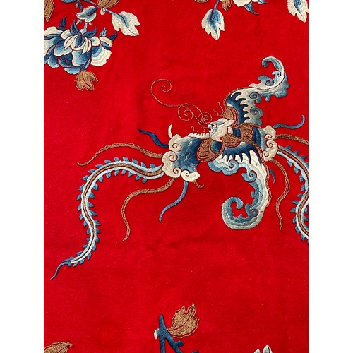 122 - Chinese hanging in wool felt with silk shaded embroidery, approx 142cm x 192cm