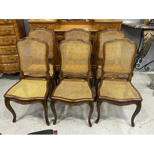1038 - Set of six French Louis XV chairs, with caned backs and seats (6)