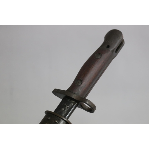 144 - SHOULD READ - WW2 dated Pattern 1908 bayonet with scabbard. With OA stamp and dated 1943, scabbard a... 