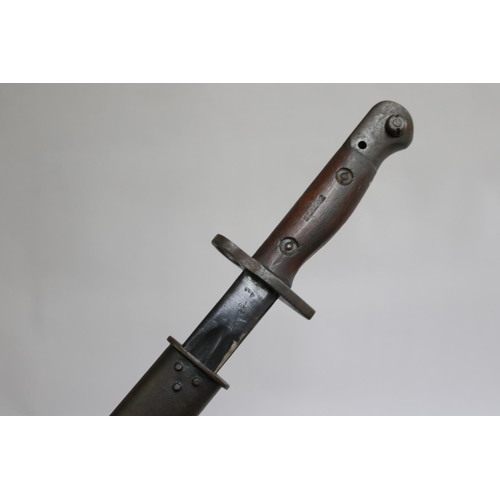 144 - SHOULD READ - WW2 dated Pattern 1908 bayonet with scabbard. With OA stamp and dated 1943, scabbard a... 