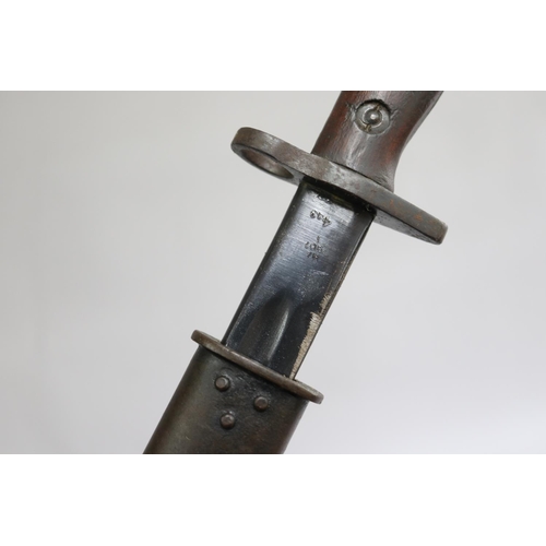 144 - SHOULD READ - WW2 dated Pattern 1908 bayonet with scabbard. With OA stamp and dated 1943, scabbard a... 