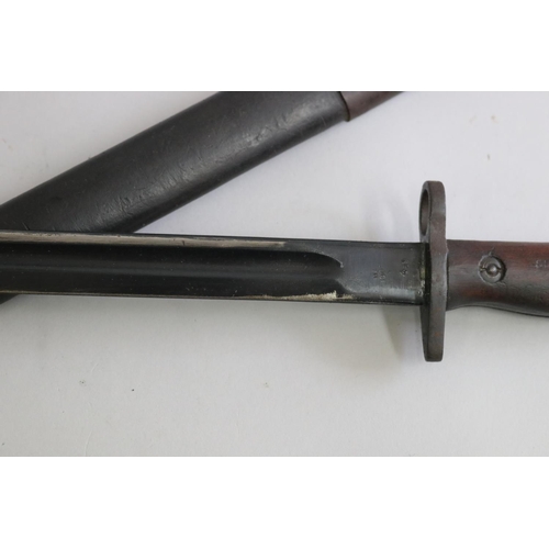 144 - SHOULD READ - WW2 dated Pattern 1908 bayonet with scabbard. With OA stamp and dated 1943, scabbard a... 