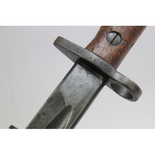 143 - SHOULD READ - Choice Australian WW1 dated Pattern 1908 bayonet with scabbard. With Lithgow stamp and... 