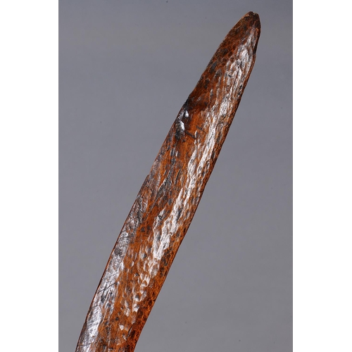 1063 - FINE EARLY ELEGANT BOOMERANG, DARLING RIVER REGION, NEW SOUTH WALES. Carved and adzed hardwood. Boom... 