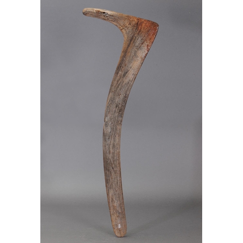 1075 - HOOKED BOOMERANGS, TENNANT CREEK, NORTHERN TERRITORY. Carved and engraved hardwood and natural pigme... 