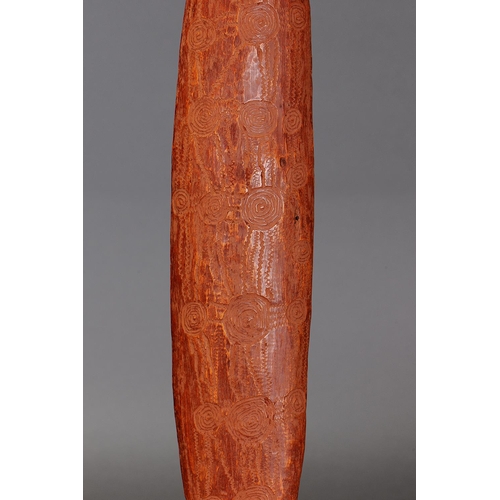 1076 - SUPERB FINE EARLY INCISED SPEAR THROWER (WOOMERA), CENTRAL AUSTRALIA, NORTHERN TERRITORY. Carved and... 