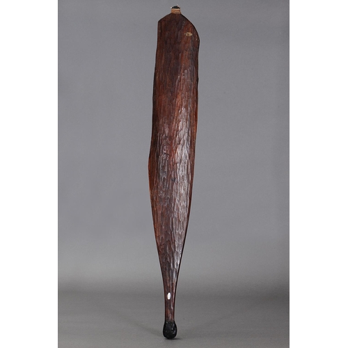 1077 - FINE EARLY INCISED SPEAR THROWER (WOOMERA), WESTERN AUSTRALIA. Carved and engraved hardwood and spin... 