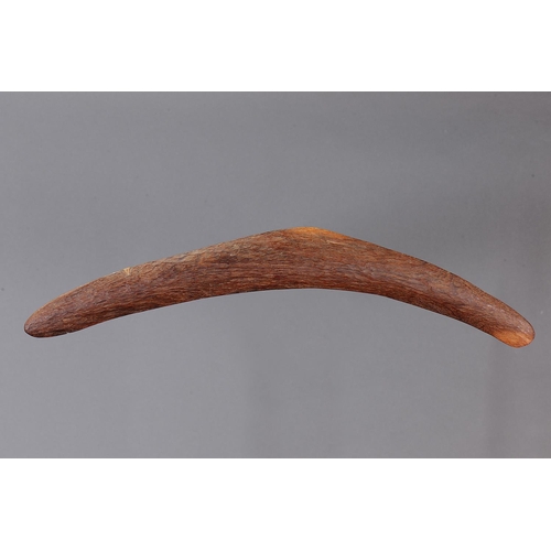 1087 - ADZED WESTERN DESERT BOOMERANG, WESTERN AUSTRALIA. Carved and adzed hardwood. Of plano-convex sectio... 