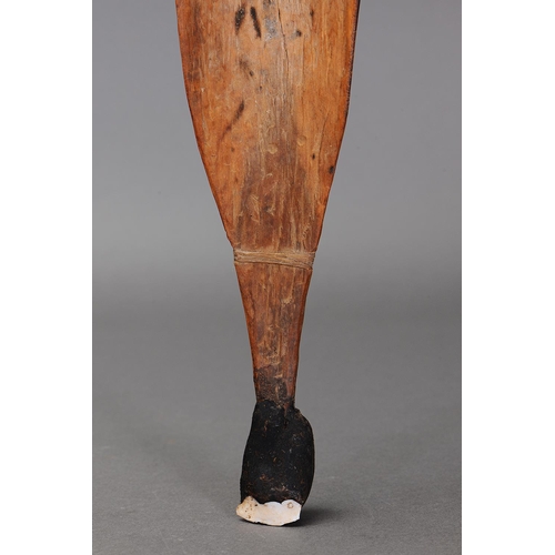 1088 - EARLY SPEAR THROWER (WOOMERA), CENTRAL AUSTRALIA, NORTHERN TERRITORY. Carved hardwood, spinifex resi... 