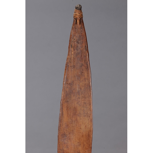 1089 - EARLY SPEAR THROWER (WOOMERA), WESTERN AUSTRALIA. Carved hardwood, spinifex resin and natural pigmen... 