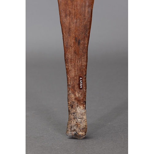 1089 - EARLY SPEAR THROWER (WOOMERA), WESTERN AUSTRALIA. Carved hardwood, spinifex resin and natural pigmen... 