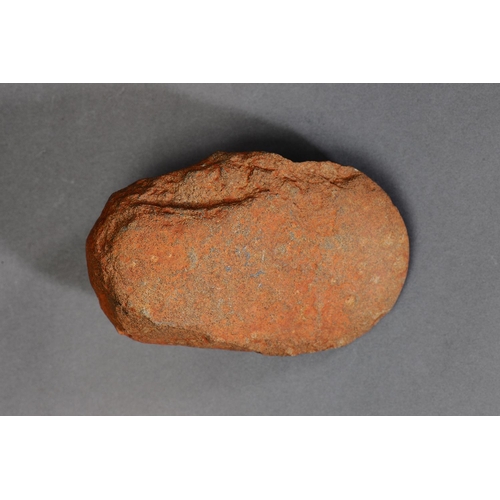 1095 - EARLY LARGE STONE IMPLEMENT, QUEENSLAND. Carved stone and natural pigments. Approx L14.5 x 9cm. PROV... 