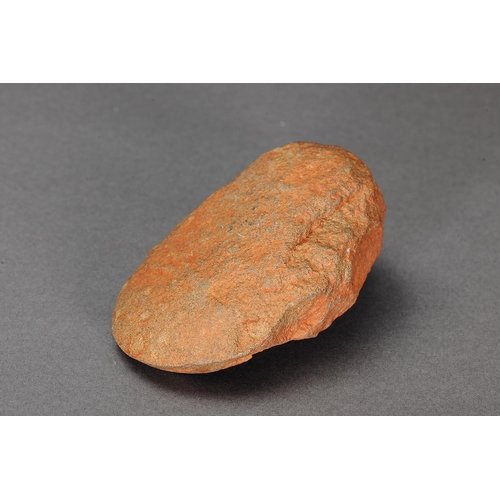 1095 - EARLY LARGE STONE IMPLEMENT, QUEENSLAND. Carved stone and natural pigments. Approx L14.5 x 9cm. PROV... 