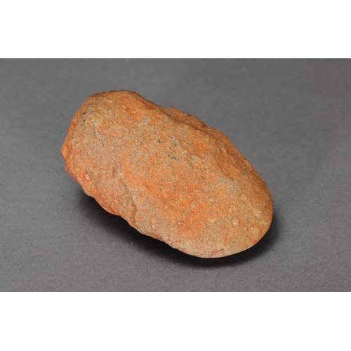 1095 - EARLY LARGE STONE IMPLEMENT, QUEENSLAND. Carved stone and natural pigments. Approx L14.5 x 9cm. PROV... 