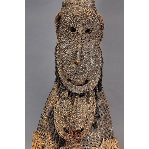 1105 - LARGE KANGANAMAN WOVEN DANCE MASK, MIDDLE SEPIK, PAPUA NEW GUINEA. Woven plant fibre and natural pig... 