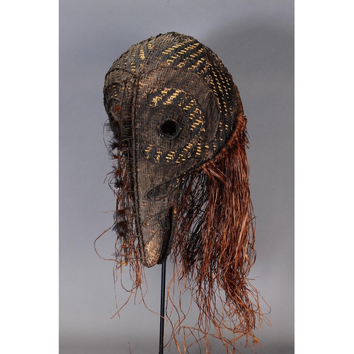 1106 - DANCE MASK (HOKORE), KARAMA VILLAGE, PAPUAN GULF, PAPUA NEW GUINEA. Woven plant fibre and natural pi... 