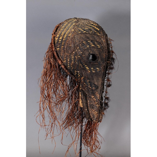 1106 - DANCE MASK (HOKORE), KARAMA VILLAGE, PAPUAN GULF, PAPUA NEW GUINEA. Woven plant fibre and natural pi... 