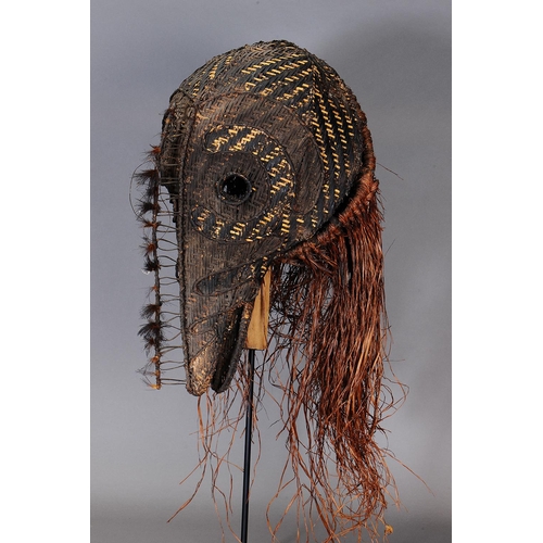 1106 - DANCE MASK (HOKORE), KARAMA VILLAGE, PAPUAN GULF, PAPUA NEW GUINEA. Woven plant fibre and natural pi... 