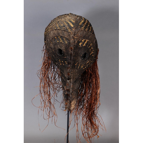 1106 - DANCE MASK (HOKORE), KARAMA VILLAGE, PAPUAN GULF, PAPUA NEW GUINEA. Woven plant fibre and natural pi... 