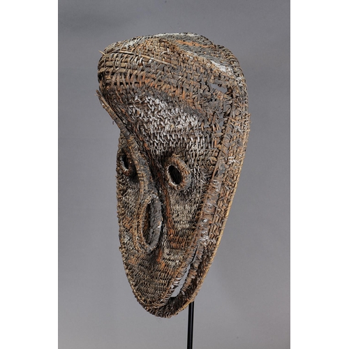 1107 - BASKETRY GABLE MASK, MIDDLE SEPIK, PAPUA NEW GUINEA. Woven plant fibre and natural pigments. Woven m... 