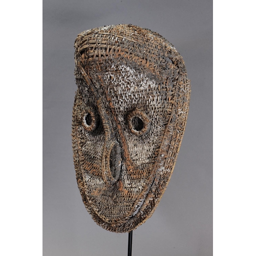 1107 - BASKETRY GABLE MASK, MIDDLE SEPIK, PAPUA NEW GUINEA. Woven plant fibre and natural pigments. Woven m... 