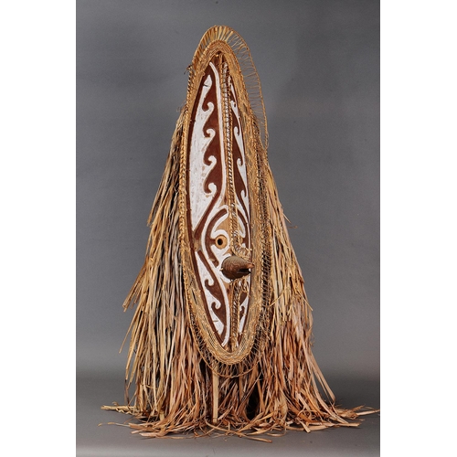 1108 - LARGE BOARD MASK (HOKORE), PAPUAN GULF, PAPUA NEW GUINEA. Carved wood, plant fibre and natural pigme... 