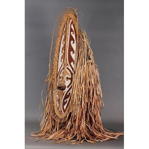 1108 - LARGE BOARD MASK (HOKORE), PAPUAN GULF, PAPUA NEW GUINEA. Carved wood, plant fibre and natural pigme... 