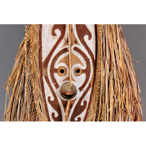 1108 - LARGE BOARD MASK (HOKORE), PAPUAN GULF, PAPUA NEW GUINEA. Carved wood, plant fibre and natural pigme... 