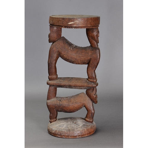 1116 - MASSIM STOOL, TROBRIAND ISLANDS, PAPUA NEW GUINEA. Carved and engraved hardwood. Approx L58 x 24.5cm... 