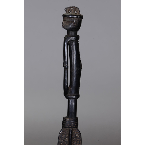 1118 - MASSIM LIME SPATULA, TROBRIAND ISLANDS, PAPUA NEW GUINEA. Carved and engraved hardwood, dark glossy ... 