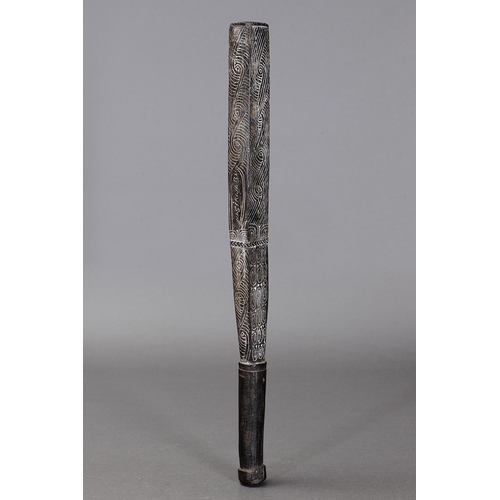 1119 - EARLY MASSIM CLUB, TROBRIAND ISLANDS, PAPUA NEW GUINEA. Carved and engraved hardwood with lime. Carv... 