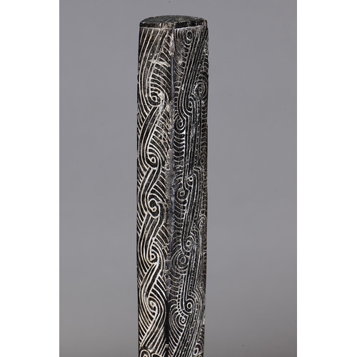 1119 - EARLY MASSIM CLUB, TROBRIAND ISLANDS, PAPUA NEW GUINEA. Carved and engraved hardwood with lime. Carv... 