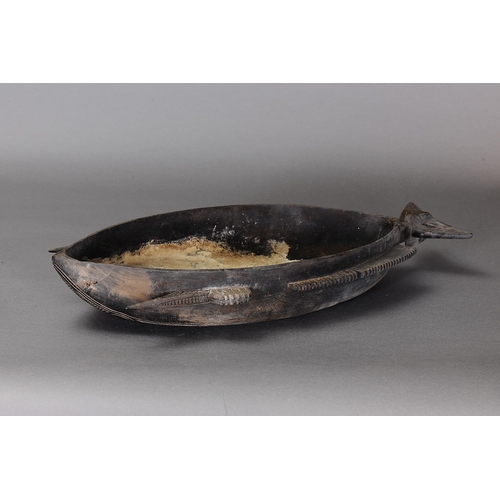 1125 - HUON GULF ICHTHYOMORPHIC BOWL, TAMI ISLANDS. Carved and engraved hardwood. Approx L62 x 28cm. PROVEN... 