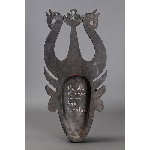 1126 - HUON GULF MASK, TAMI ISLANDS. Carved and engraved hardwood with natural pigments. Approx L50.5 x 24c... 