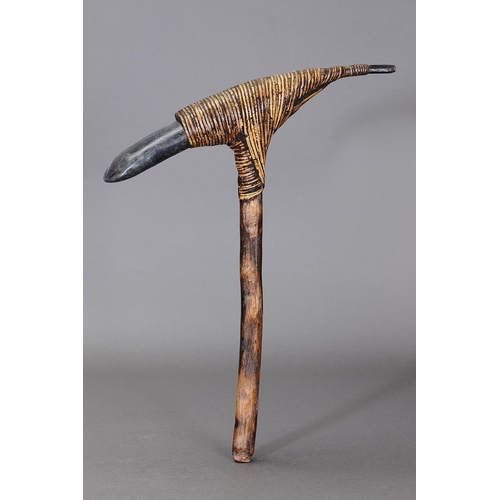 1141 - VINTAGE KANAK ADZE, NEW CALEDONIA. Comprising stone blade with wood handle and fibre binding. Approx... 