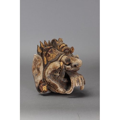 1153 - RANGDE MASK, BALI, INDONESIA. Carved and engraved pule wood and gold paint. Rangda is the demon quee... 