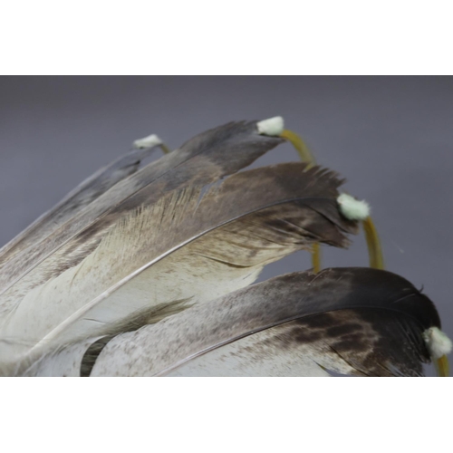 1185 - Magnificent rare Plains Indian single-trail headdress. Constructed with felt cap, front band of glas... 