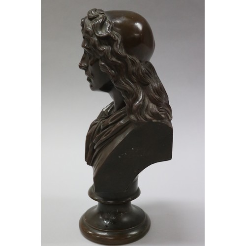 64 - Pierre Joseph Chardigny (1794-1866) French playwright Moliere, bronze bust, signed to back, approx 3... 