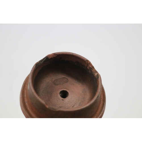 70 - Antique Chinese textured finished melon form Yixing tea pot, vine form loop handle, impressed makers... 