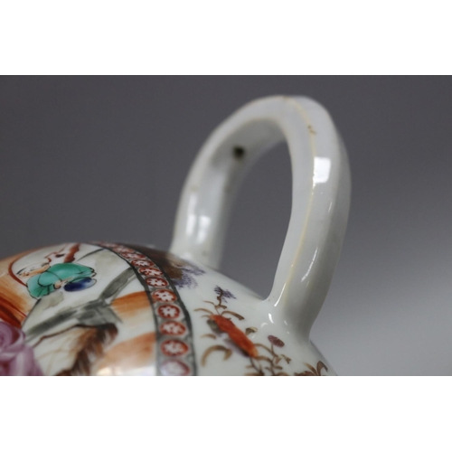 75 - Antique Chinese export 18th century tea pot, with replacement silver spout, loop handle, approx 14cm... 