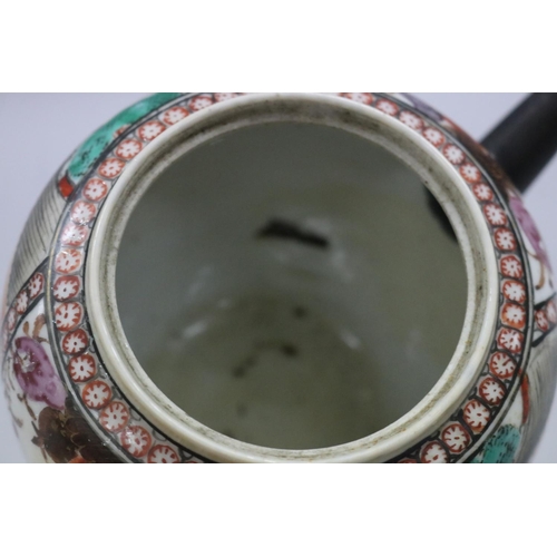 75 - Antique Chinese export 18th century tea pot, with replacement silver spout, loop handle, approx 14cm... 