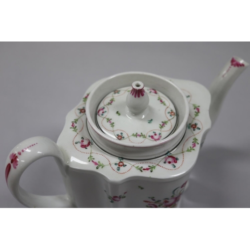 80 - Antique late 18th century Newhall tea pot, with label for the Australian antique porcelain gallery, ... 