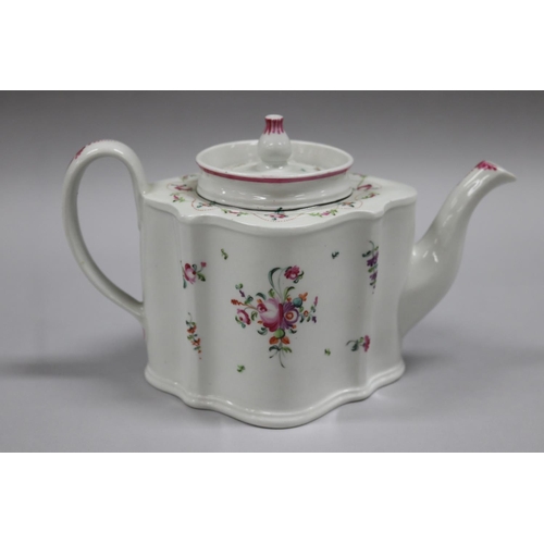 80 - Antique late 18th century Newhall tea pot, with label for the Australian antique porcelain gallery, ... 