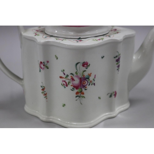 80 - Antique late 18th century Newhall tea pot, with label for the Australian antique porcelain gallery, ... 