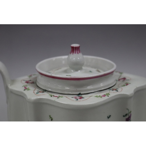 80 - Antique late 18th century Newhall tea pot, with label for the Australian antique porcelain gallery, ... 