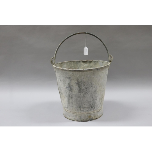 3026 - Vintage French gal metal swing handled bucket, approx 28cm H ex handle x 28cm Dia