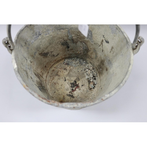 3026 - Vintage French gal metal swing handled bucket, approx 28cm H ex handle x 28cm Dia