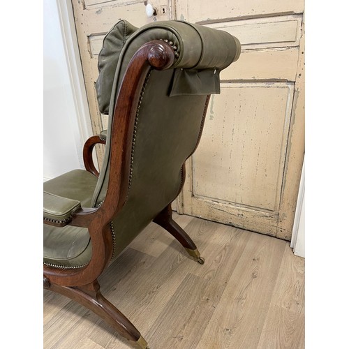 95 - Rare pair of antique William IV period rosewood X framed library arm chairs. After a design by Loudo... 