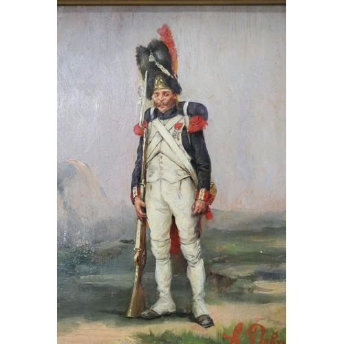 148 - Henri Louis Dupray (1841-1909) France, Napoleonic French soldier, oil on panel, signed lower left. E... 