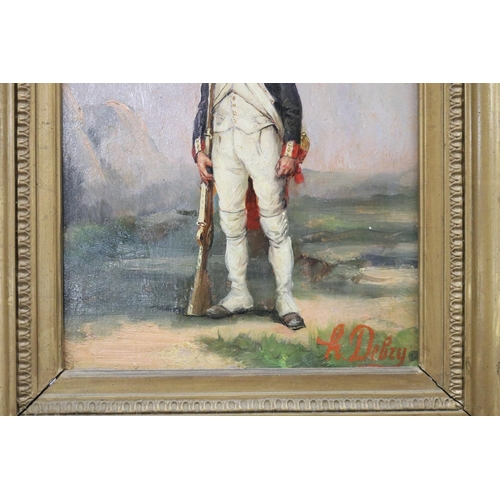 148 - Henri Louis Dupray (1841-1909) France, Napoleonic French soldier, oil on panel, signed lower left. E... 